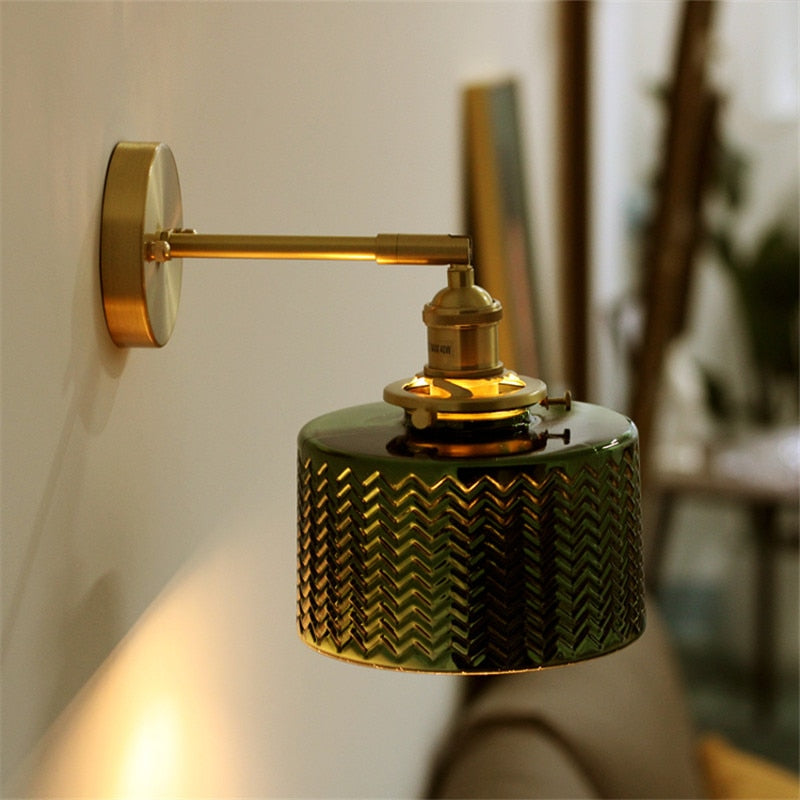 Adjustable Forest Green and Brass Wall sconce