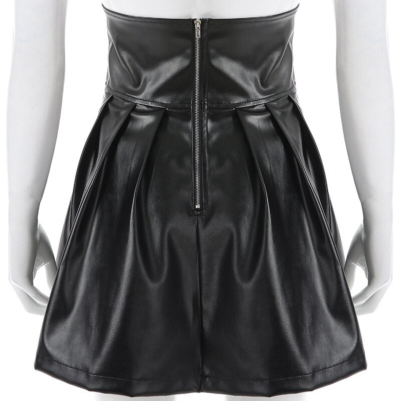 Goth High Waist Bodycon A-Line Pleated Skirt