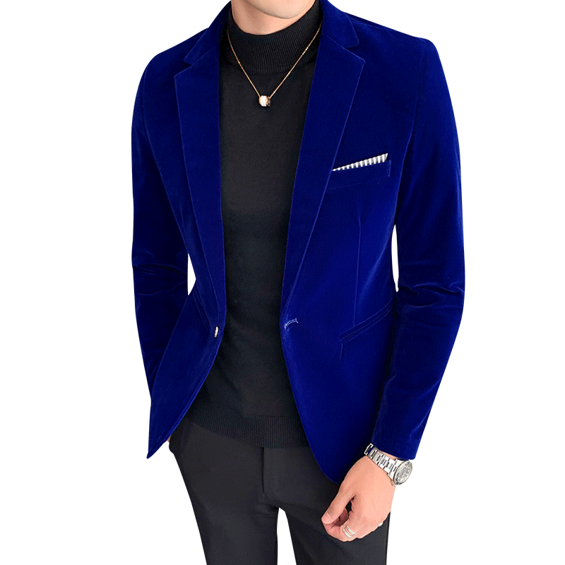 Men's Slim Fit Crushed Velvet Blazer