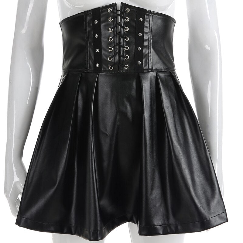 Goth High Waist Bodycon A-Line Pleated Skirt