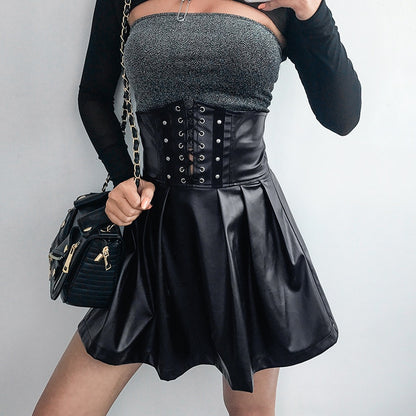 Goth High Waist Bodycon A-Line Pleated Skirt