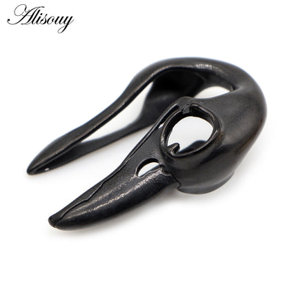 1 PC Raven Skull Weighted Ear Lobe Hangers