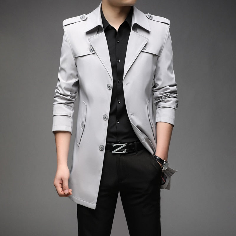 Men's Mid-Length Trench Coat