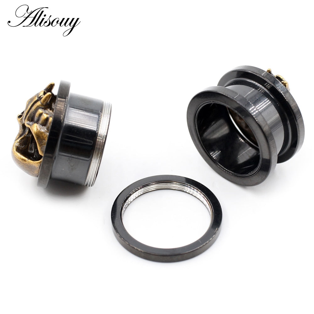 Black Stainless Steel Cat Skull Skeleton Tunnels