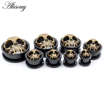 Black Stainless Steel Cat Skull Skeleton Tunnels