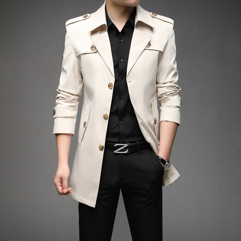 Men's Mid-Length Trench Coat