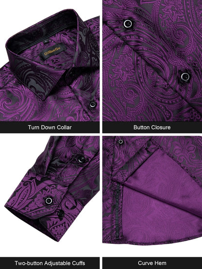 Luxury Men's Paisley Button up Dress Shirt