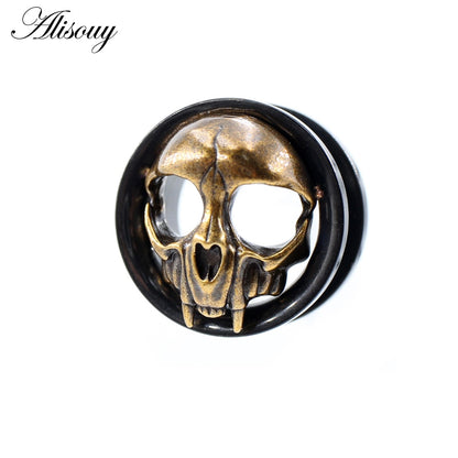 Black Stainless Steel Cat Skull Skeleton Tunnels