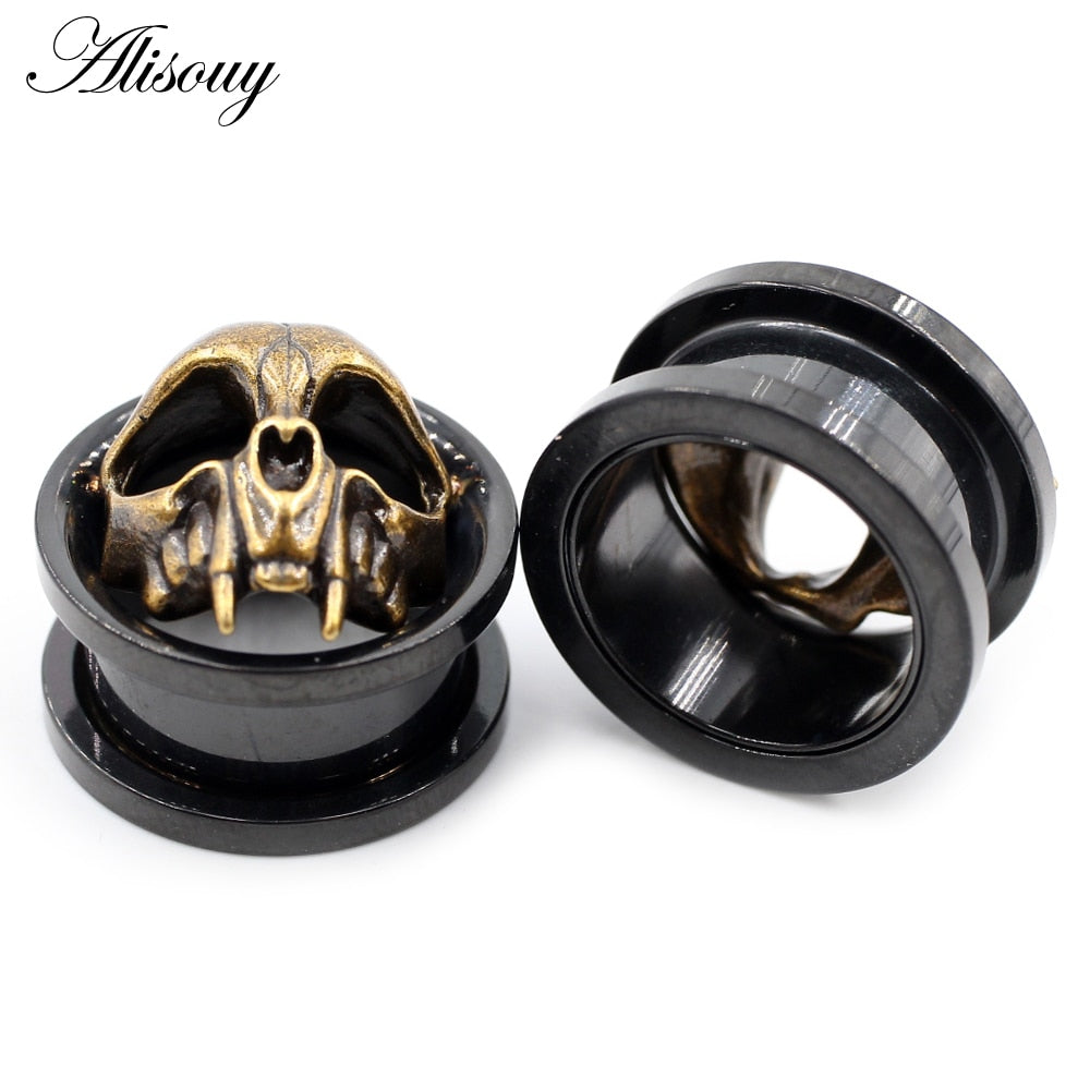 Black Stainless Steel Cat Skull Skeleton Tunnels