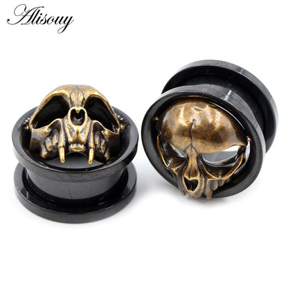 Black Stainless Steel Cat Skull Skeleton Tunnels