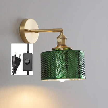 Adjustable Forest Green and Brass Wall sconce