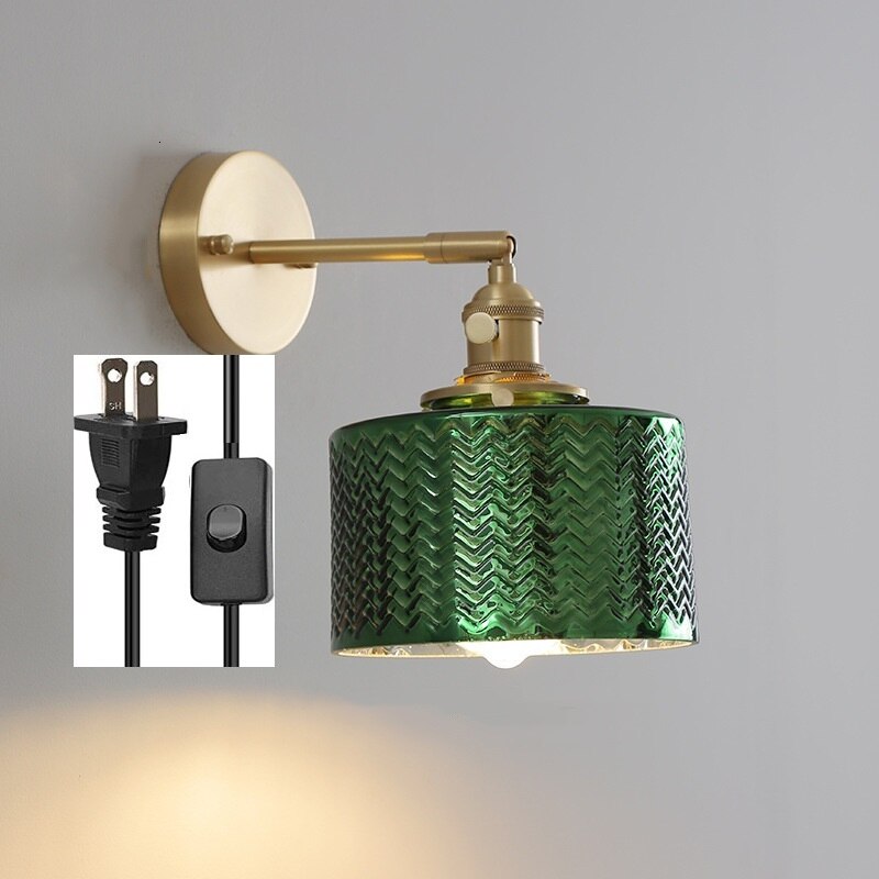 Adjustable Forest Green and Brass Wall sconce