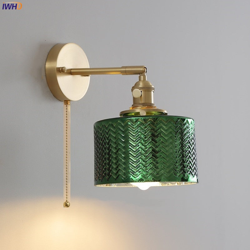 Adjustable Forest Green and Brass Wall sconce