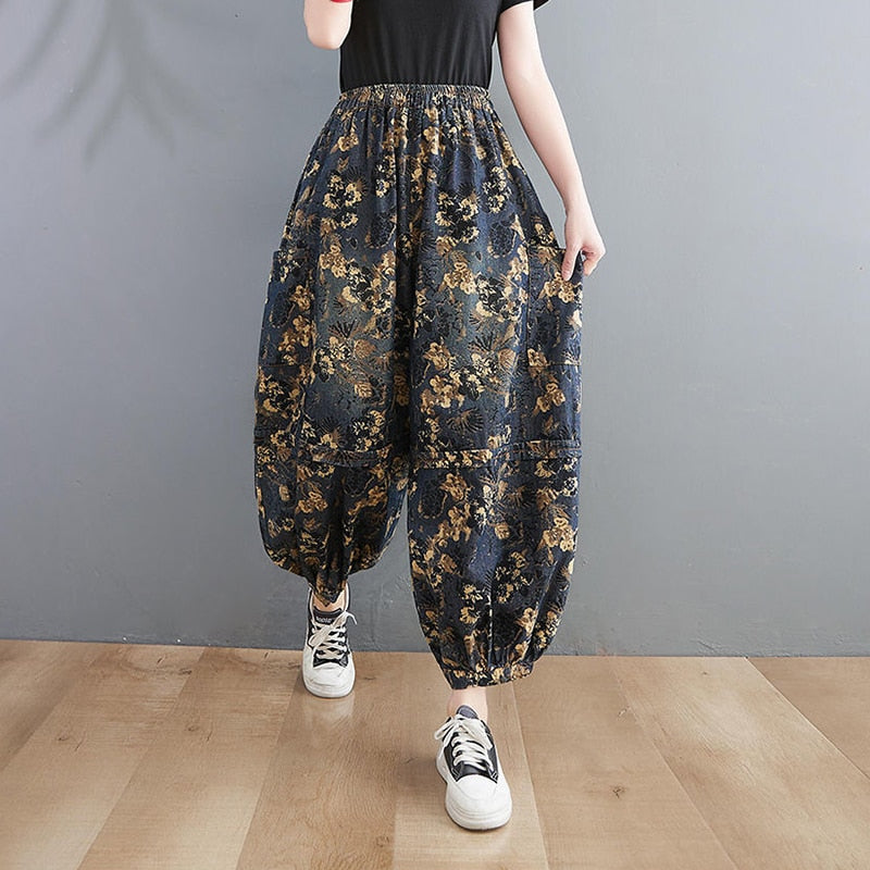 Moira Brocade Denim Harem Pants