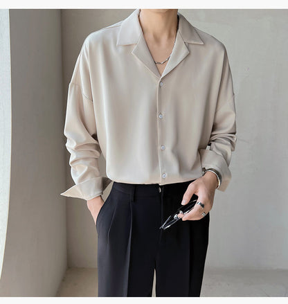 Men's Loose Fit Formal Long Sleeve Shirt