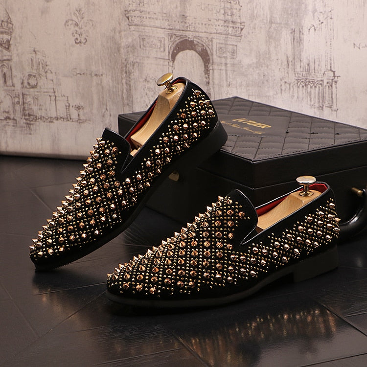 Goth Luxury Men's Spike Formal Wear Loafers