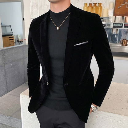 Men's Slim Fit Crushed Velvet Blazer