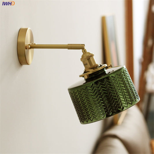 Adjustable Forest Green and Brass Wall sconce