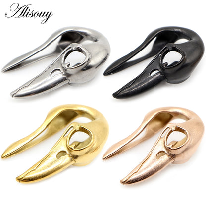 1 PC Raven Skull Weighted Ear Lobe Hangers