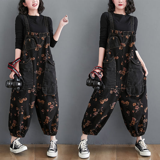 Marilyn Floral Brocade Denim Jumpsuit