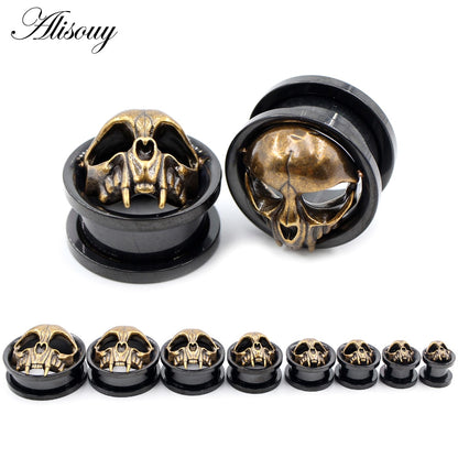 Black Stainless Steel Cat Skull Skeleton Tunnels