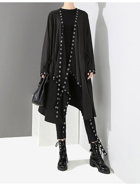 Black Hollow Oversized Jacket