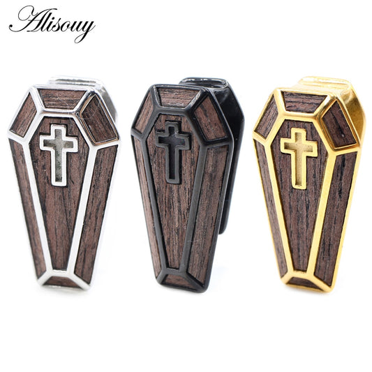 1PCS Coffin Wood Ear Weighted Ear Hangers