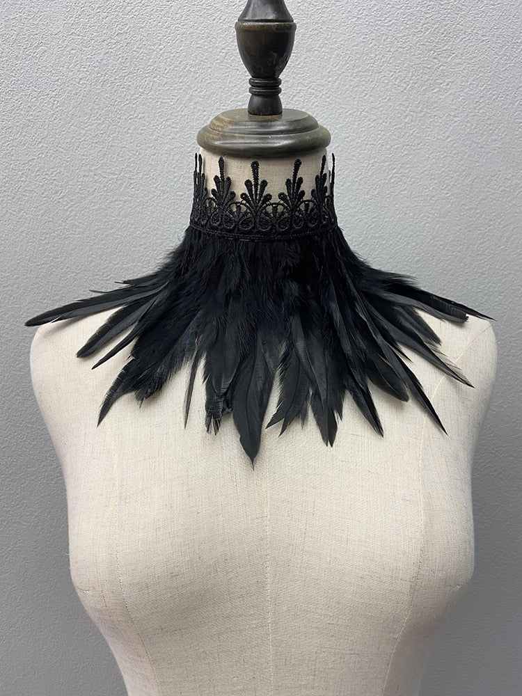 Raven Feather Choker Collar